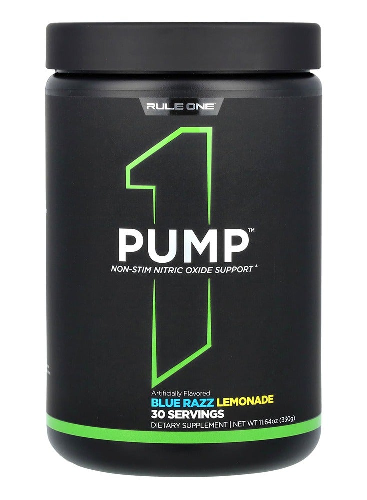 Pump Stimulant-Free Pre Workout Powder Blue Razz Lemonade 30 Servings – Nitric Oxide Support Formula for Training Performance